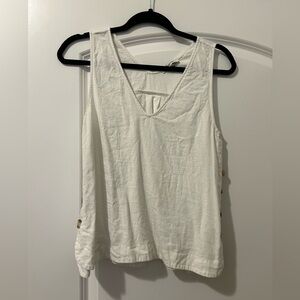 Madewell linen v neck tank with button sides